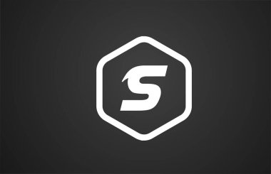 S siyah ve beyaz alfabe harfi logo simgesi tasarımı eşkenar dörtgen iş ve şirket için
