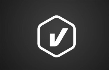 İş ve şirket için eşkenar dörtgen içeren V siyah ve beyaz alfabe harfi logo simgesi tasarımı