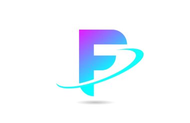 Pembe mavi F alfabesi harfi logo simgesi tasarımı şirket ve iş için swoosh ile