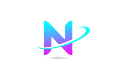 Pembe mavi N alfabesi harfi logo simgesi tasarımı şirket ve iş için swoosh ile