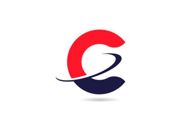 C alfabesi harfi logo simgesi dizaynı kırmızı mavi renkte ve şirket ve iş için kaydırma