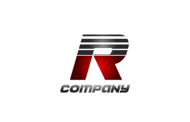 Şirket ve iş dünyası için kırmızı gri gradyan renginde R alfabesi harfi logo simgesi tasarımı