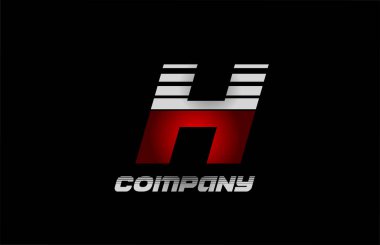 H kırmızı gri siyah alfabe harfi logo simgesi tasarımı şirket ve iş dünyası için