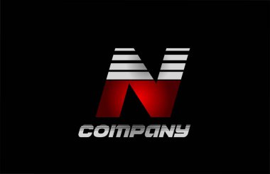 Şirket ve işletme için N kırmızı gri siyah alfabe harf simgesi simgesi tasarımı