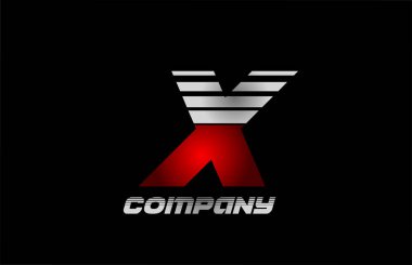 Şirket ve iş dünyası için X kırmızı gri siyah alfabe harfi simge tasarımı