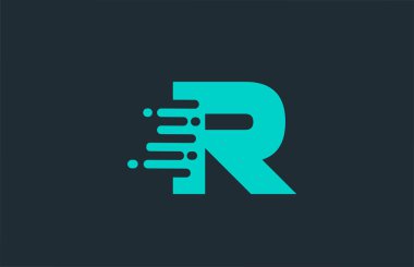 R mavi alfabe harfi logo simgesi iş ve şirket için satır tasarımı