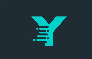 İş ve şirket için satır tasarımlı Y mavi harf simgesi simgesi