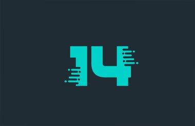 İş ve şirket için satır tasarımlı 14 mavi numara logo simgesi