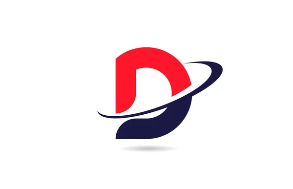 Alfabetet Bokstav Logotyp Ikon Design Röd Blå Färg Med Swoosh — Stock vektor