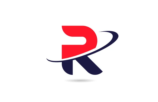 Rのアルファベット文字のロゴのアイコンのデザイン会社やビジネスのためのスウッシュと赤青の色 — ストックベクタ