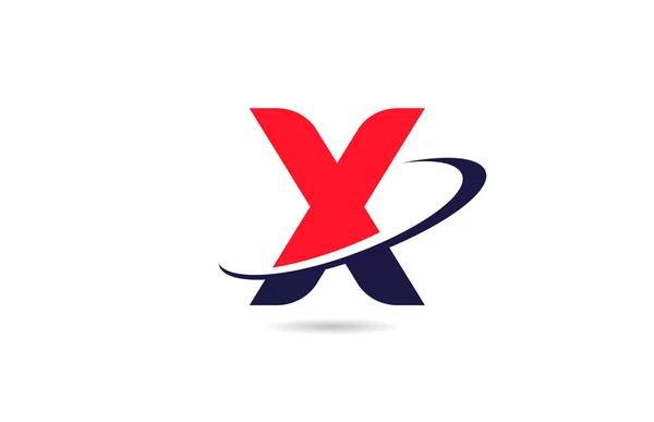 X字母表字母图标设计为红色蓝色 带有Swoosh 供公司和企业使用 — 图库矢量图片