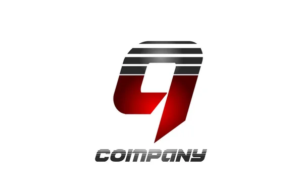 公司和企业用红色灰色渐变色Q字母表图标设计 — 图库矢量图片