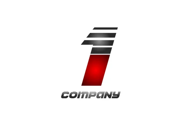 Ikona Logo Jednego Numeru Kolorze Czerwonego Szarego Gradientu Dla Firmy — Wektor stockowy
