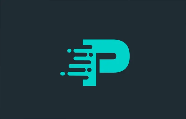 ビジネスや企業のためのラインデザインのP青アルファベット文字のロゴアイコン — ストックベクタ