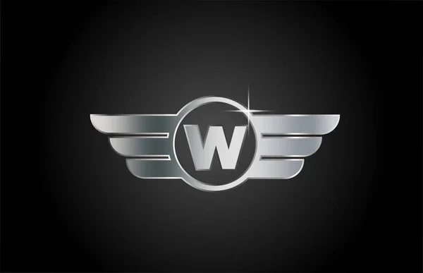 Значок Логотипу Літери Компанії Бізнесу Дизайном Металевих Крил — стоковий вектор