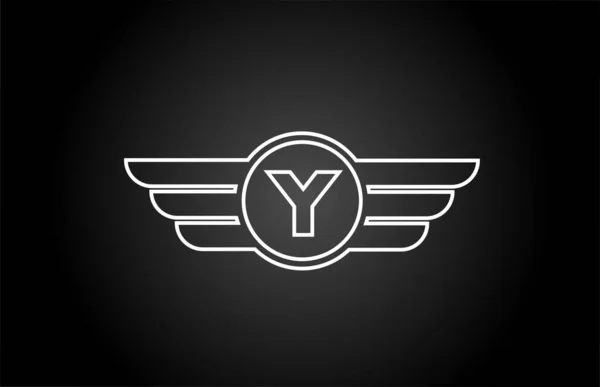 Значок Логотипу Літери Компанії Бізнесу Дизайном Чорно Білого Крила — стоковий вектор