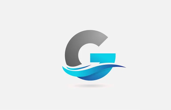 带有Swoosh设计的公司和企业的蓝色灰色G字母图标 — 图库矢量图片