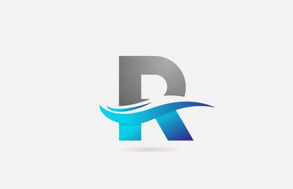青灰色のRアルファベット文字のロゴは 企業やスウッシュデザインのビジネスのためのアイコン — ストックベクタ
