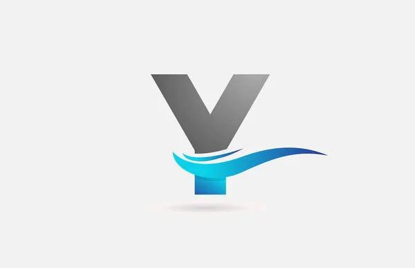 Azul Gris Alfabeto Letra Icono Del Logotipo Para Empresa Negocio — Vector de stock