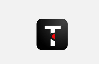 Şirket ve iş dünyası için basit kırmızı beyaz T alfabesi harfi simge tasarımı