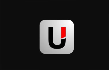 Basit siyah beyaz tasarımı olan şirket ve iş dünyası için U alfabesi harfi logo simgesi