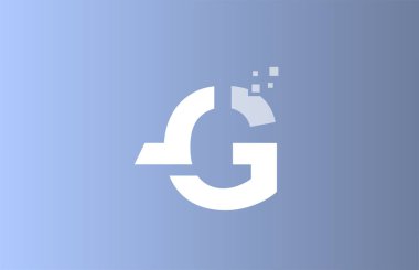 Pastel renk tasarımlı şirket ve iş dünyası için G beyaz mavi harf logosu simgesi
