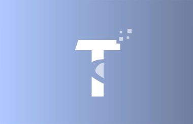 T beyaz mavi alfabe harfi logo simgesi şirket ve iş için pastel renk tasarımı