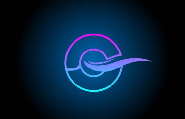 O mavi ve pembe alfabe harf simgesi simgesi şirket ve iş için basit satır tasarımı ile