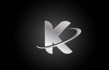 Swoosh tasarımı ile şirket ve iş için K metal alfabe harf simgesi simgesi