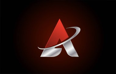 Gri salyangoz tasarımlı iş ve şirket için kırmızı metal alfabe harfi simgesi