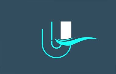 U mavi alfabe harfi logo simgesi iş ve şirket için Swoosh tasarımı