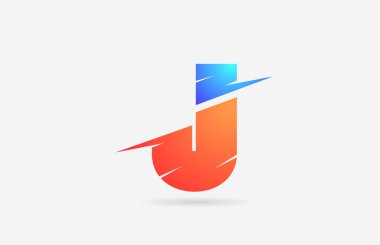 J mavi turuncu alfabe harfi logo simgesi şirket ve iş için dilimlenmiş tasarım