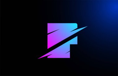 Dilimlenmiş tasarımı olan şirket ve şirketler için F pembe alfabe harf simgesi simgesi