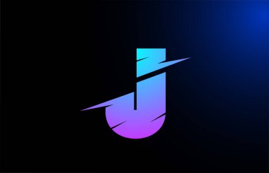 Dilimlenmiş tasarımı olan şirket ve şirket için J mavi alfabe harf simgesi simgesi