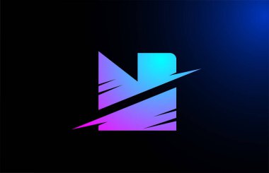 Dilimlenmiş tasarımı olan şirket ve şirketler için N pembe alfabe harf simgesi simgesi