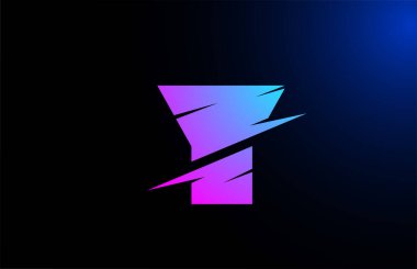 Dilimlenmiş tasarımı olan şirket ve şirketler için Y mavi alfabe harf simgesi simgesi