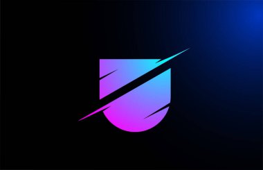 Dilimlenmiş tasarımı olan şirket ve şirketler için U pembe alfabe harfi simgesi