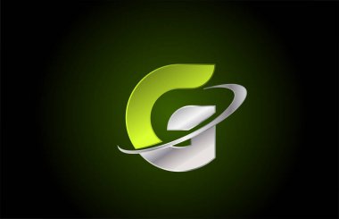 Gri salyangoz tasarımlı iş ve şirket için G yeşil metalik harf logosu simgesi