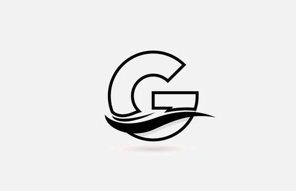 シンプルなラインデザインの会社とビジネスのためのG黒と白のアルファベット文字のロゴアイコン — ストックベクタ