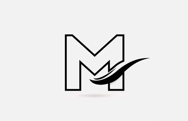 シンプルなラインデザインの会社とビジネスのためのM黒と白のアルファベット文字のロゴアイコン — ストックベクタ
