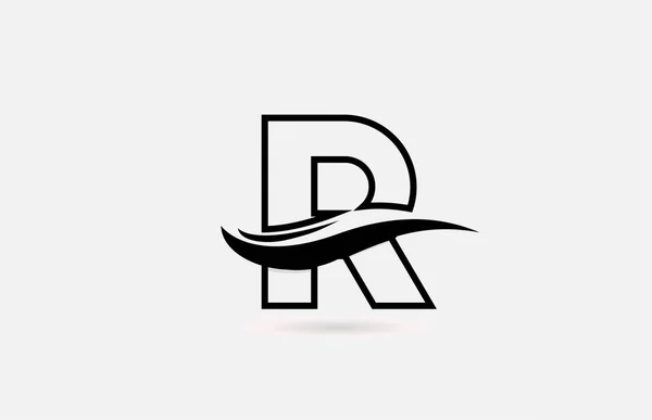 用简单线条设计的公司和企业的R黑白字母标识图标 — 图库矢量图片