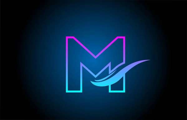 シンプルなラインデザインの会社とビジネスのためのM青とピンクのアルファベット文字のロゴアイコン — ストックベクタ