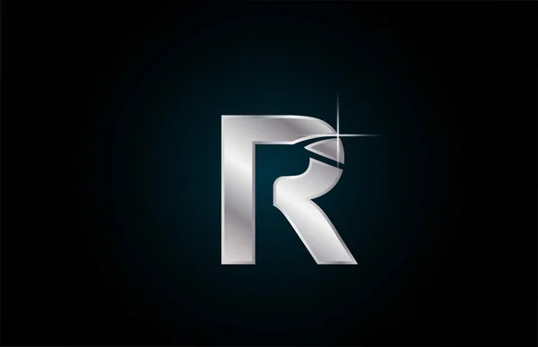 公司和企业使用的带有星星之火设计的R银字母图标 — 图库矢量图片