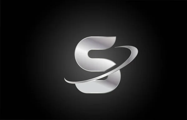 Иконка Логотипа Металлического Алфавита Компании Бизнеса Дизайном Swoosh — стоковый вектор