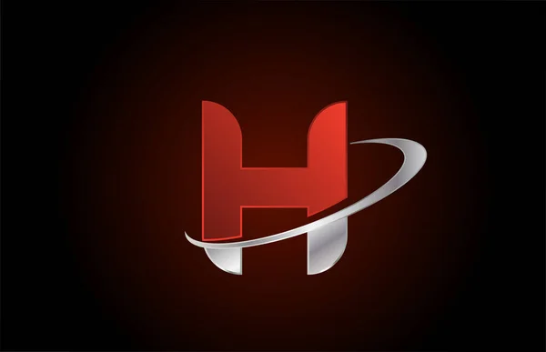 Kırmızı Metal Alfabe Harfi Logo Simgesi Şirket Için Gri Swoosh — Stok Vektör
