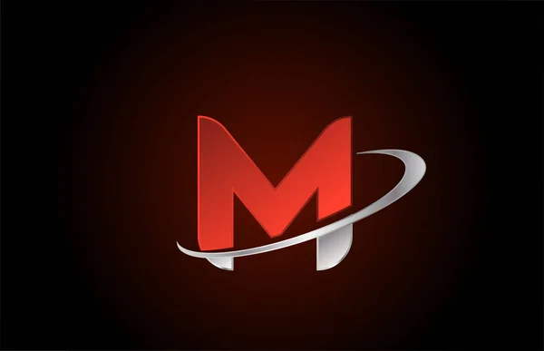 Значок Логотипа Red Metal Alphabet Бизнеса Компании Серым Цветом Swoosh — стоковый вектор