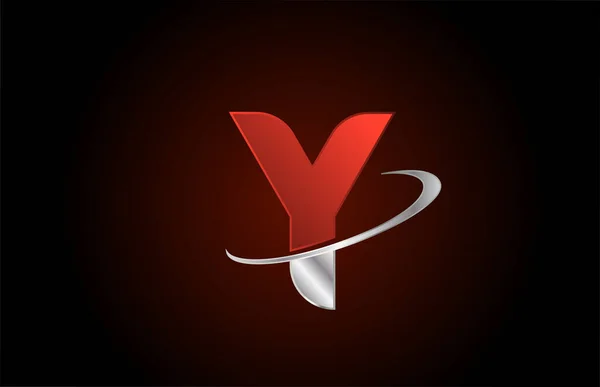 Červená Metalová Abeceda Písmeno Logo Ikona Pro Podnikání Společnost Šedou — Stockový vektor