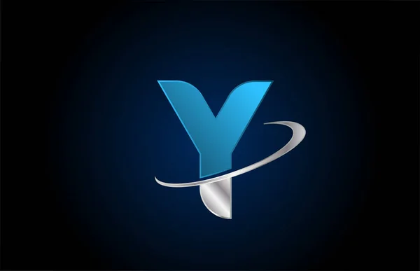 Kovové Abecední Písmeno Logo Ikona Pro Podnikání Společnost Šedým Swoosh — Stockový vektor