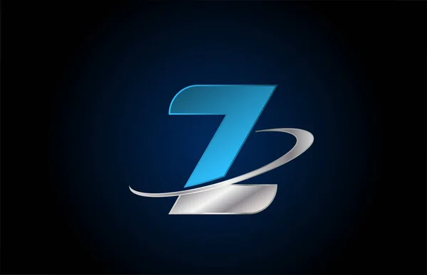 Metallizzato Alfabeto Lettera Logo Icona Imprese Azienda Con Design Swoosh — Vettoriale Stock