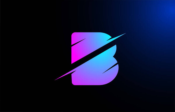 B pink blue alphabet letter logo icon for business and company with sliced design
